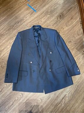 Samuelsohn Double-Breasted Dark Navy Blazer